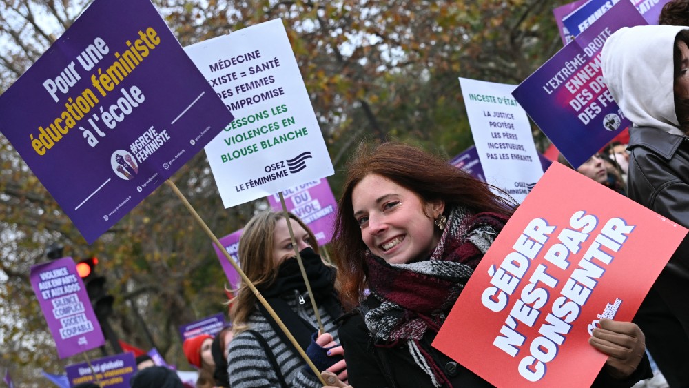 Thousands march in France to demand action on violence against women